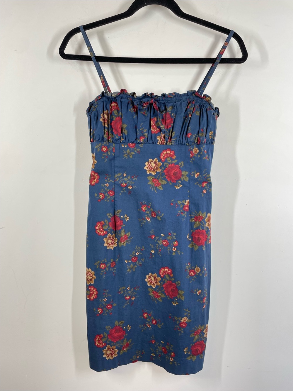 Ralph Lauren RALPH Y2K Blue Floral Cotton Spaghetti Strap Dress Size 2 Boho